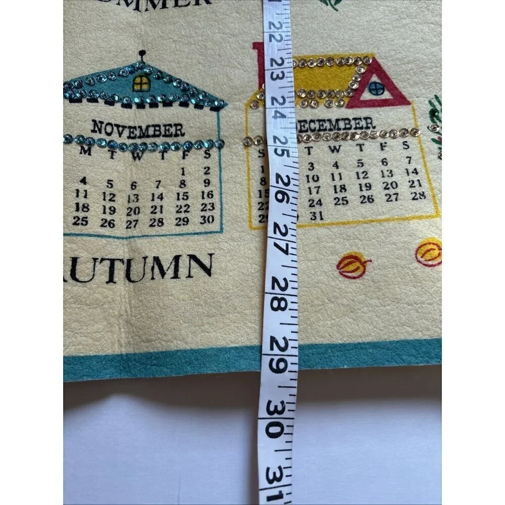 Vintage 1968 Sequin Calendar Four Seasons Excellent Condition